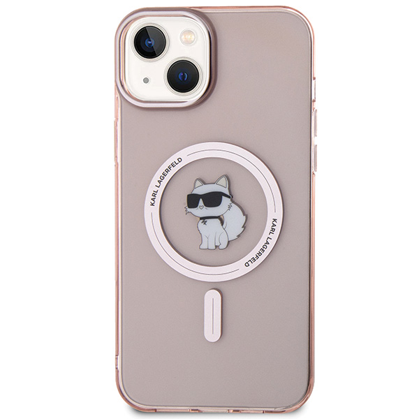 Karl Lagerfeld KLHMP15SHFCCNOP Apple iPhone 15/ 14 / 13 6.1″ rožinės spalvos kietas dėklas IML Choupette MagSafe aprašymas - Prekės nuotrauka
