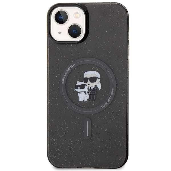 Karl Lagerfeld KLHMP15SHGKCNOK Apple iPhone 15/ 14 / 13 6.1″ juodos spalvos kietas dėklas Karl&Choupette Glitter aprašymas - Prekės nuotrauka