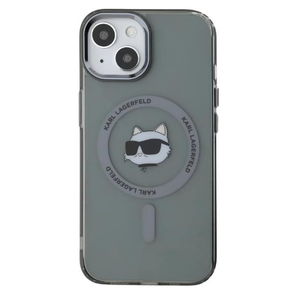 Karl Lagerfeld KLHMP15SHLSCHK Apple iPhone 15 6.1″ juodos spalvos kietas dėklas IML Metal Choupette Head MagSafe aprašymas - Prekės nuotrauka