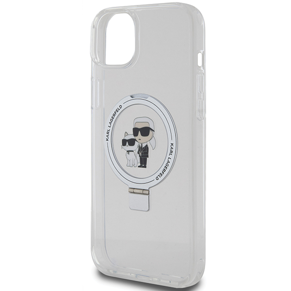 Karl Lagerfeld KLHMP15SHMRSKCH Apple iPhone 15/ 14 / 13 6.1″ baltos spalvos kietas dėklas Ring Stand Karl&Choupett aprašymas - Prekės nuotrauka