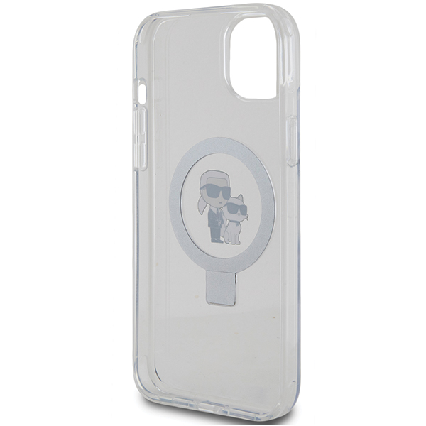 Karl Lagerfeld KLHMP15SHMRSKCH Apple iPhone 15/ 14 / 13 6.1″ baltos spalvos kietas dėklas Ring Stand Karl&Choupett aprašymas - Prekės nuotrauka
