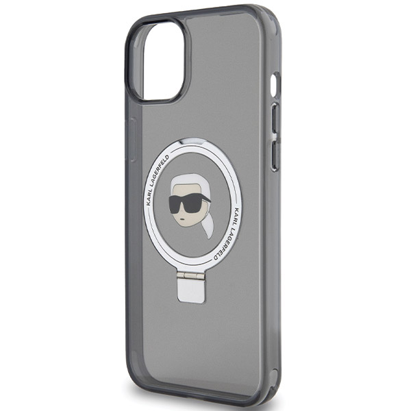 Karl Lagerfeld KLHMP15SHMRSKHK Apple iPhone 15/ 14 / 13 6.1″ juodos spalvos kietas dėklas Ring Stand Karl Head Ma aprašymas - Prekės nuotrauka