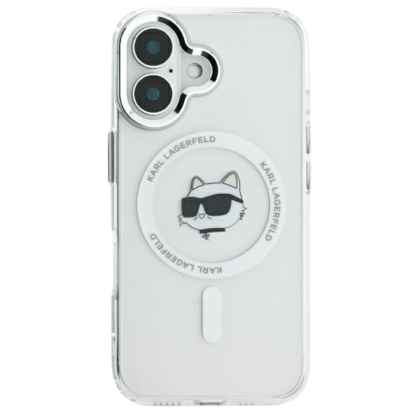 Karl Lagerfeld KLHMP16MHLSCHH iPhone 16 Plus 6.7″ baltos spalvos kietas dėklas IML Metal Choupette Head MagSafe aprašymas - Prekės nuotrauka