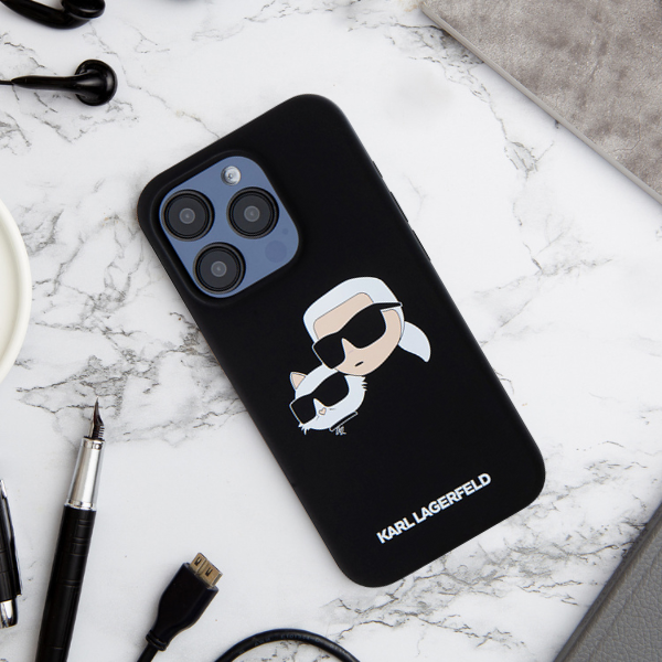 Karl Lagerfeld KLHMP16XSKCHPPLK iPhone 16 Pro Max 6.9″ juodos spalvos kietas dėklas Silicone Double Heads Pr aprašymas - Prekės nuotrauka
