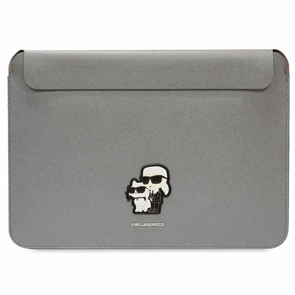 Karl Lagerfeld kompiuterio dėklas KLCS16SAKCPMG 16″ sidabro spalvos Saffiano Karl&Choupette aprašymas - Prekės nuotrauka