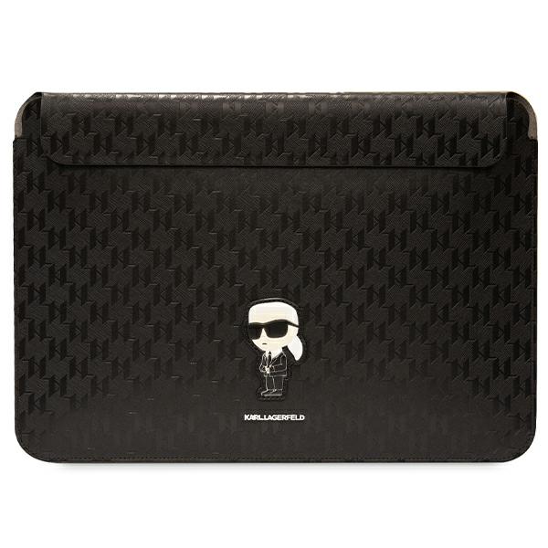 Karl Lagerfeld kompiuterio dėklas KLCS16SAKHPKK 16″ juodos spalvos Saffiano Monogram Ikonik aprašymas - Prekės nuotrauka