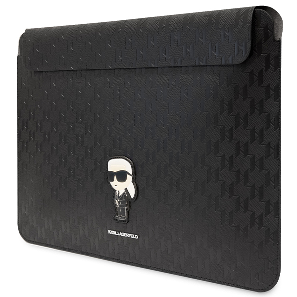 Karl Lagerfeld kompiuterio dėklas KLCS16SAKHPKK 16″ juodos spalvos Saffiano Monogram Ikonik aprašymas - Prekės nuotrauka