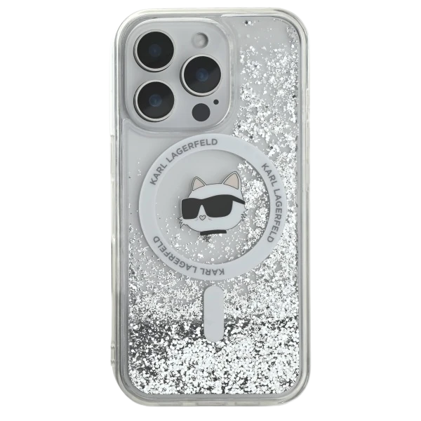 Karl Lagerfeld Liquid Glitter Choupette Head MagSafe Apple iPhone 16 - dėklas telefonui skaidrus aprašymas - Prekės nuotrauka