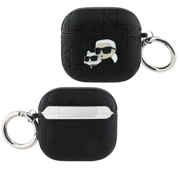 Karl Lagerfeld Monogram Karl & Choupette dėklas AirPods 4 juodos spalvos aprašymas - Prekės nuotrauka