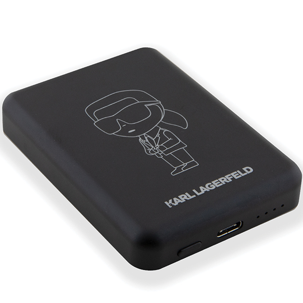 Karl Lagerfeld Powerbank belaidis įkroviklis KLPBM5KIOTTGK 5000mAh juodos spalvos NFT Outline Ikonik MagSafe aprašymas - Prekės nuotrauka