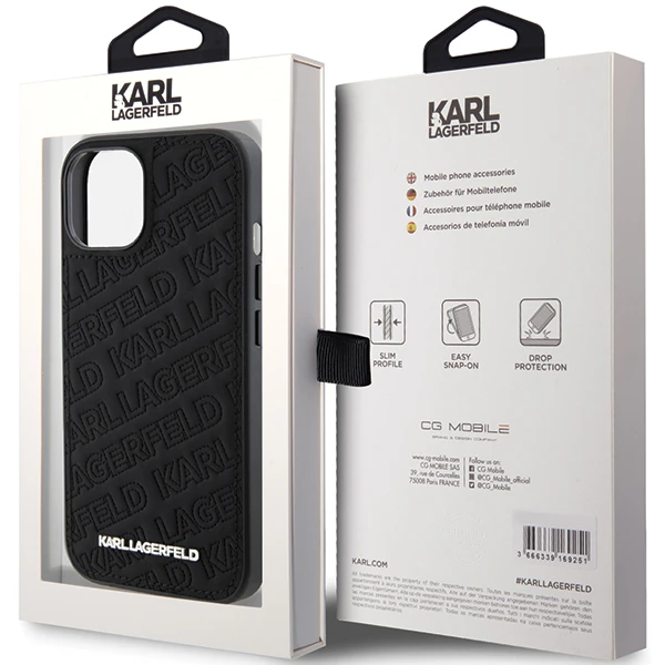 Karl Lagerfeld Quilted K Pattern Apple iPhone 15 - dėklas telefonui juodos spalvos aprašymas - Prekės nuotrauka Karl Lagerfeld Quilted K Pattern Apple iPhone 15 - dėklas telefonui juodos spalvos aprašymas - Prekės nuotrauka