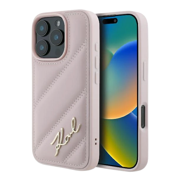 Karl Lagerfeld Quilted Signature Apple iPhone 16 Pro - dėklas telefonui rožinės spalvos aprašymas - Prekės nuotrauka Karl Lagerfeld Quilted Signature Apple iPhone 16 Pro - dėklas telefonui rožinės spalvos aprašymas - Prekės nuotrauka