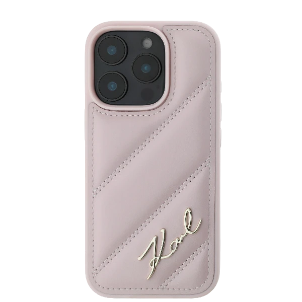 Karl Lagerfeld Quilted Signature Apple iPhone 16 Pro Max - dėklas telefonui rožinės spalvos aprašymas - Prekės nuotrauka