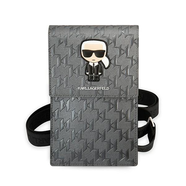 Dėklas Karl Lagerfeld rankinė KLWBSAMIPG sidabro spalvos Ikonik Karl Monogram Patch aprašymas - Prekės nuotrauka