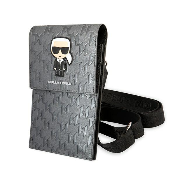 Dėklas Karl Lagerfeld rankinė KLWBSAMIPG sidabro spalvos Ikonik Karl Monogram Patch aprašymas - Prekės nuotrauka
