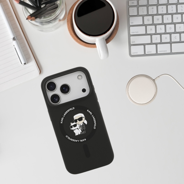 Karl Lagerfeld Silicone Karl&Choupette Ring MagSafe dėklas, skirtas iPhone 18 Pro Max / iPhone 17 Pro Max B aprašymas - Prekės nuotrauka