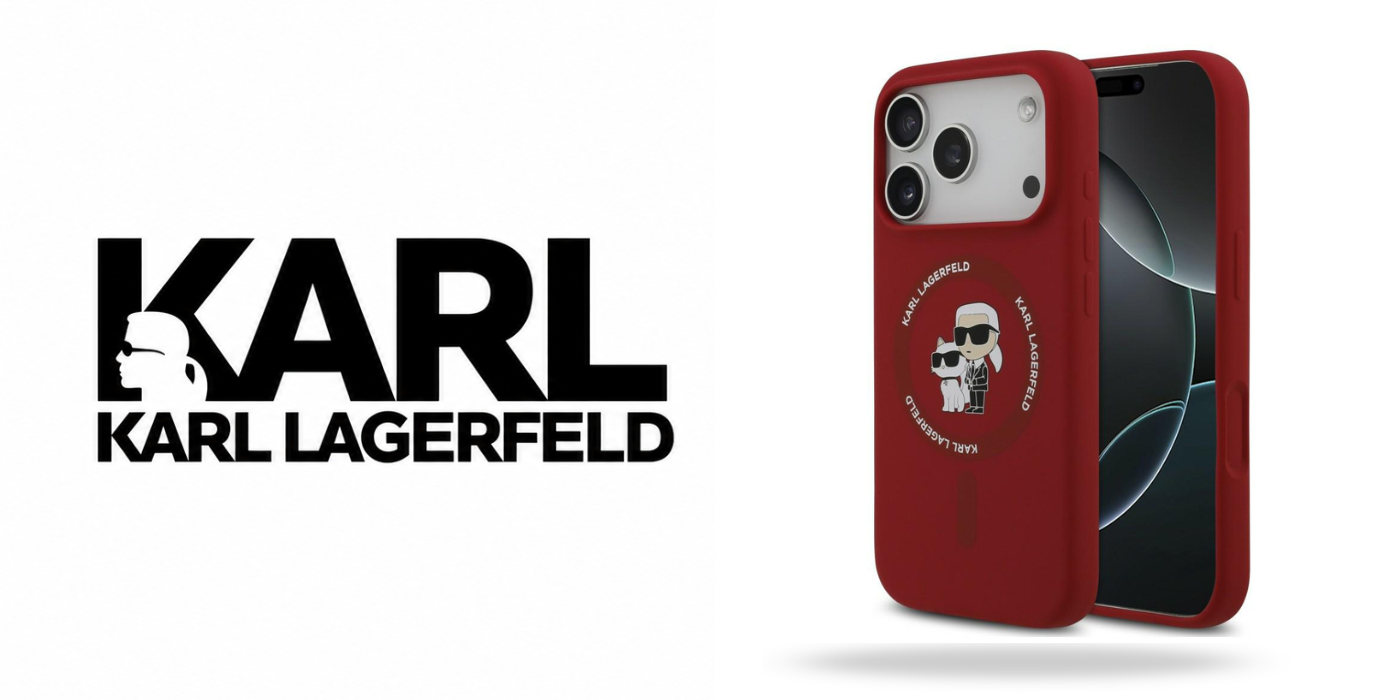 Karl Lagerfeld silikoninis Karl&Choupette žiedinis MagSafe dėklas, skirtas iPhone 18 Pro / 17 Pro, raudonas aprašymas - Prekės nuotrauka