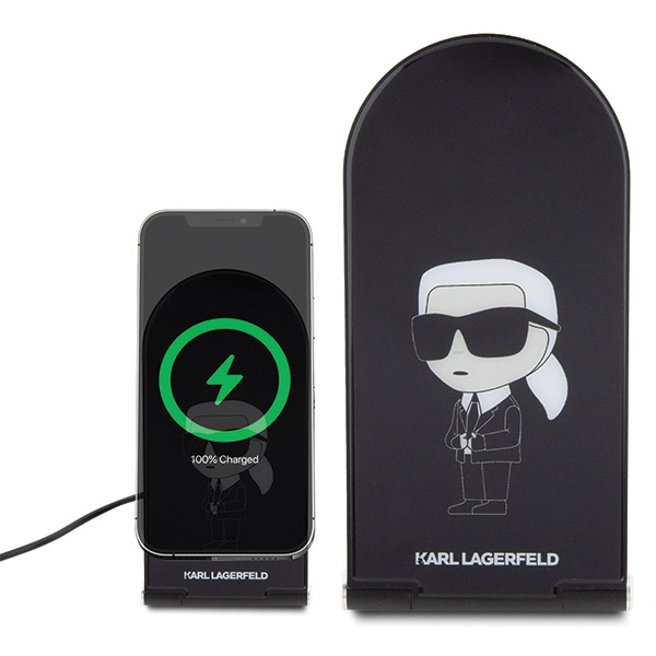 Karl Lagerfeld sulankstomas belaidis įkroviklis 2-in-1 KLDCRFALKINK 15W juodos spalvos Ikonik MagSafe aprašymas - Prekės nuotrauka