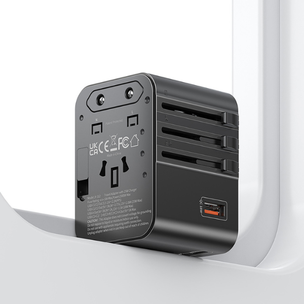 kelioninis įkroviklis Adapteris USAMS CC309 2xUSB-C 25W 4in1 US/AU/EU/UK juodos spalvos aprašymas - Prekės nuotrauka kelioninis įkroviklis Adapteris USAMS CC309 2xUSB-C 25W 4in1 US/AU/EU/UK juodos spalvos aprašymas - Prekės nuotrauka