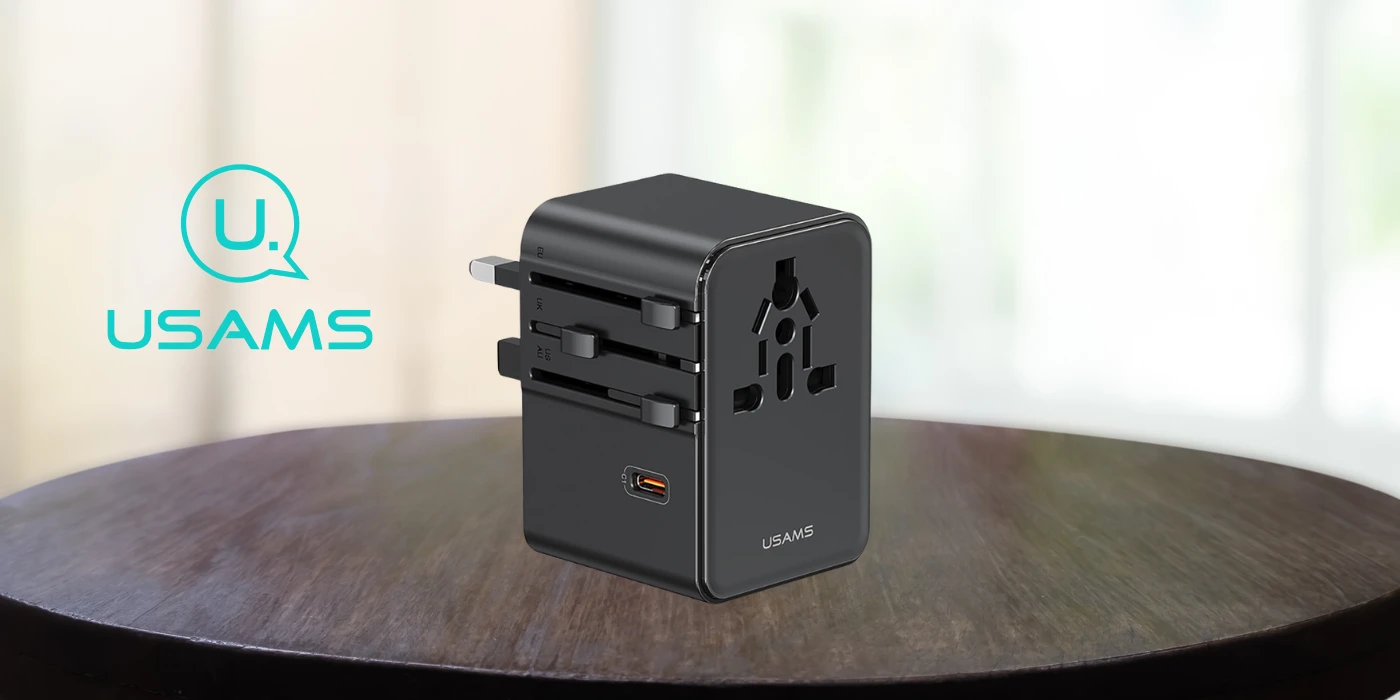 Kelioninis įkroviklis Adapteris USAMS CC310 3xUSB-C 70W 4in1 US/AU/EU/UK juodos spalvos aprašymas - Prekės nuotrauka