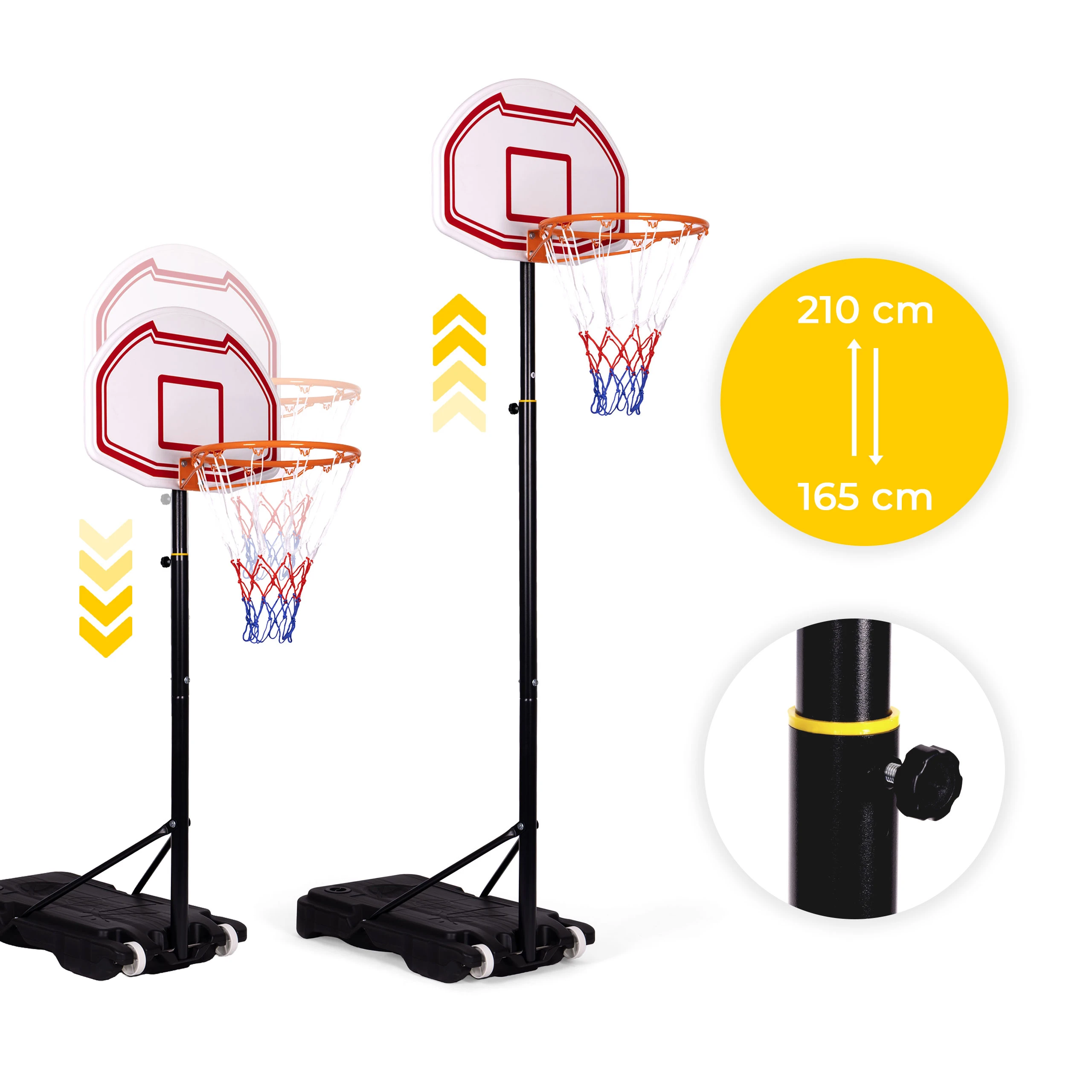 Movepro Krepšinio stovas, reguliuojamas iki 210 cm, pastatomas, lenta, lankas, MultiGarden aprašymas - Prekės nuotrauka