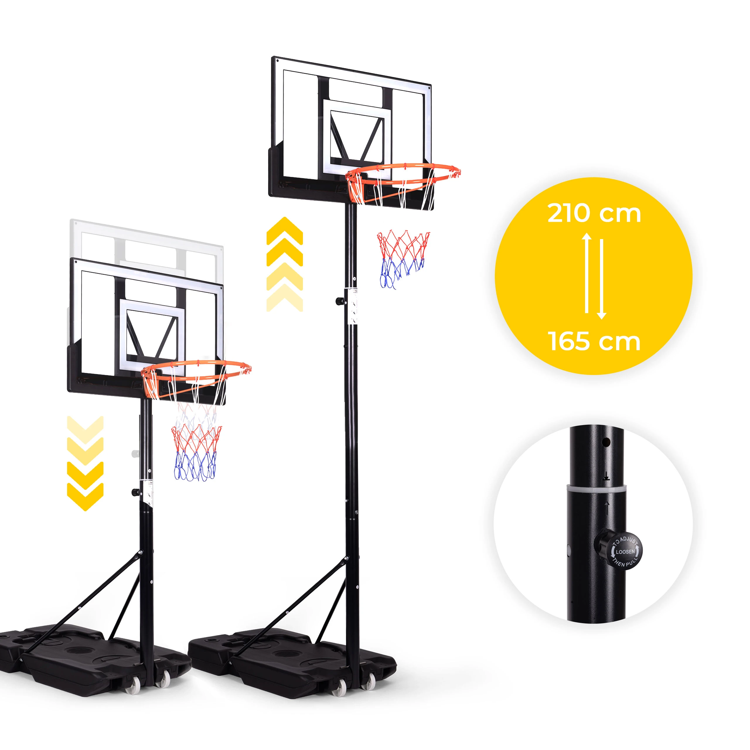 Movepro Krepšinio stovas, reguliuojamas iki 305 cm, pastatomas, lenta, lankas, MultiGarden aprašymas - Prekės nuotrauka