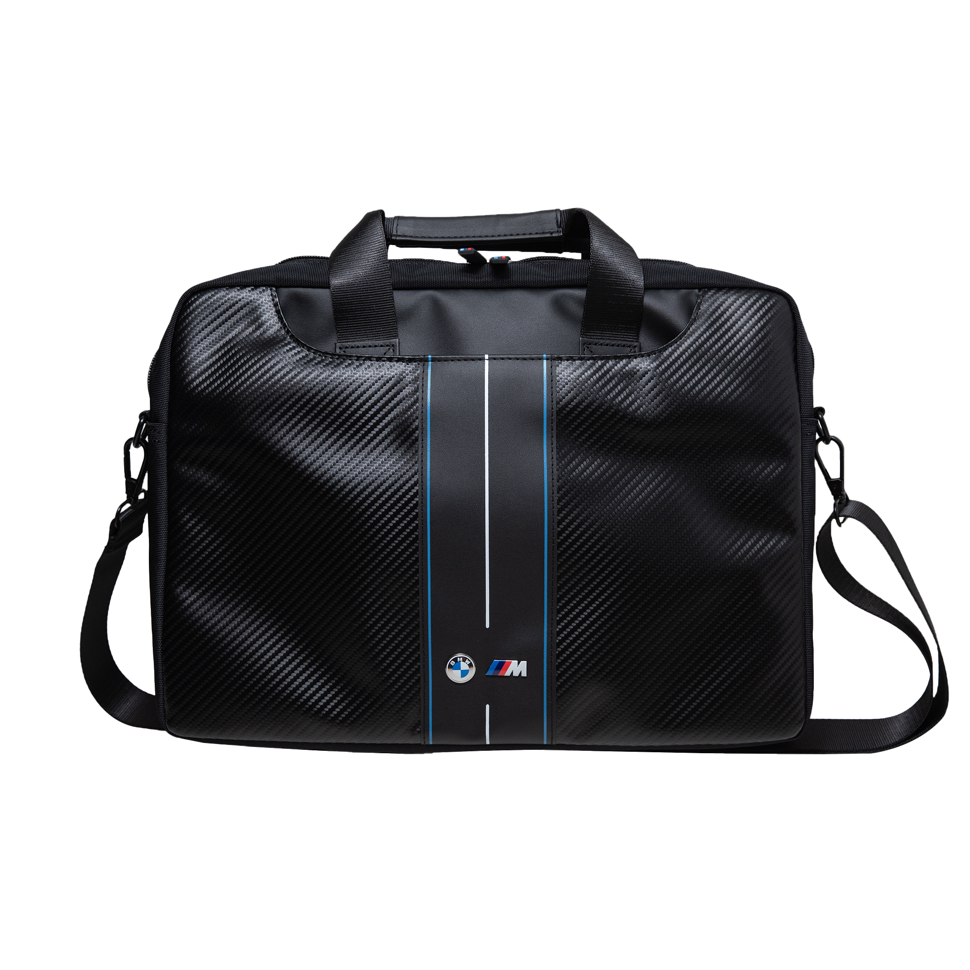 Krepšys BMW BMCB15COMSCAKL 16″ juodos spalvos Carbon Mėlyna Stripes aprašymas - Prekės nuotrauka