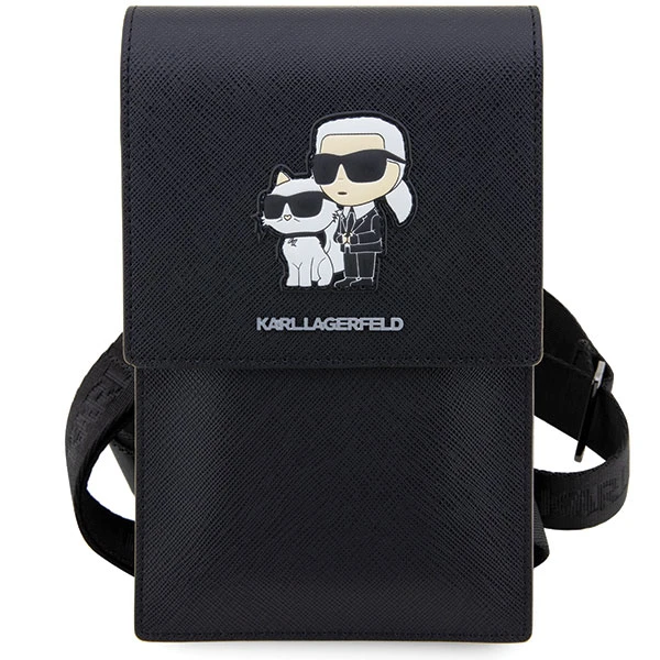 Krepšys Karl Lagerfeld Saffiano Karl & Choupette Head (KLWBSAKCPMK) juodos spalvos aprašymas - Prekės nuotrauka