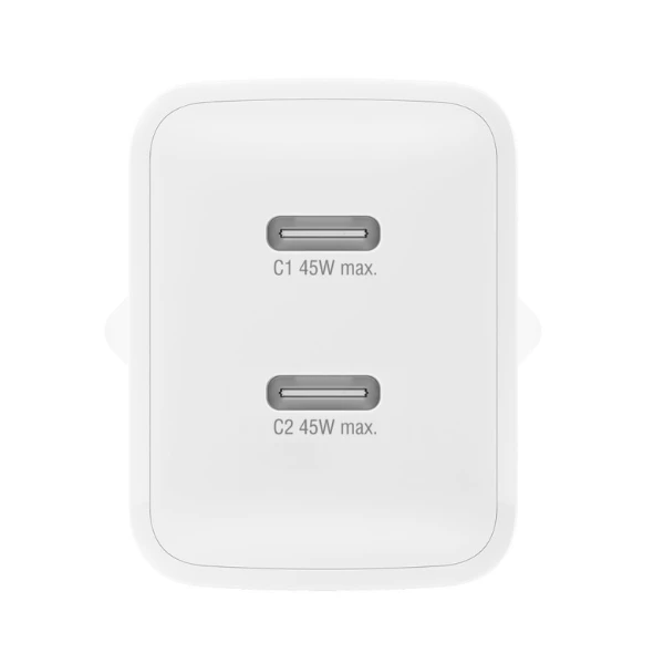 Laidinis įkroviklis 4smarts PDPlug Dual 45W GaN 2xUSB-C baltos spalvos aprašymas - Prekės nuotrauka Laidinis įkroviklis 4smarts PDPlug Dual 45W GaN 2xUSB-C baltos spalvos aprašymas - Prekės nuotrauka