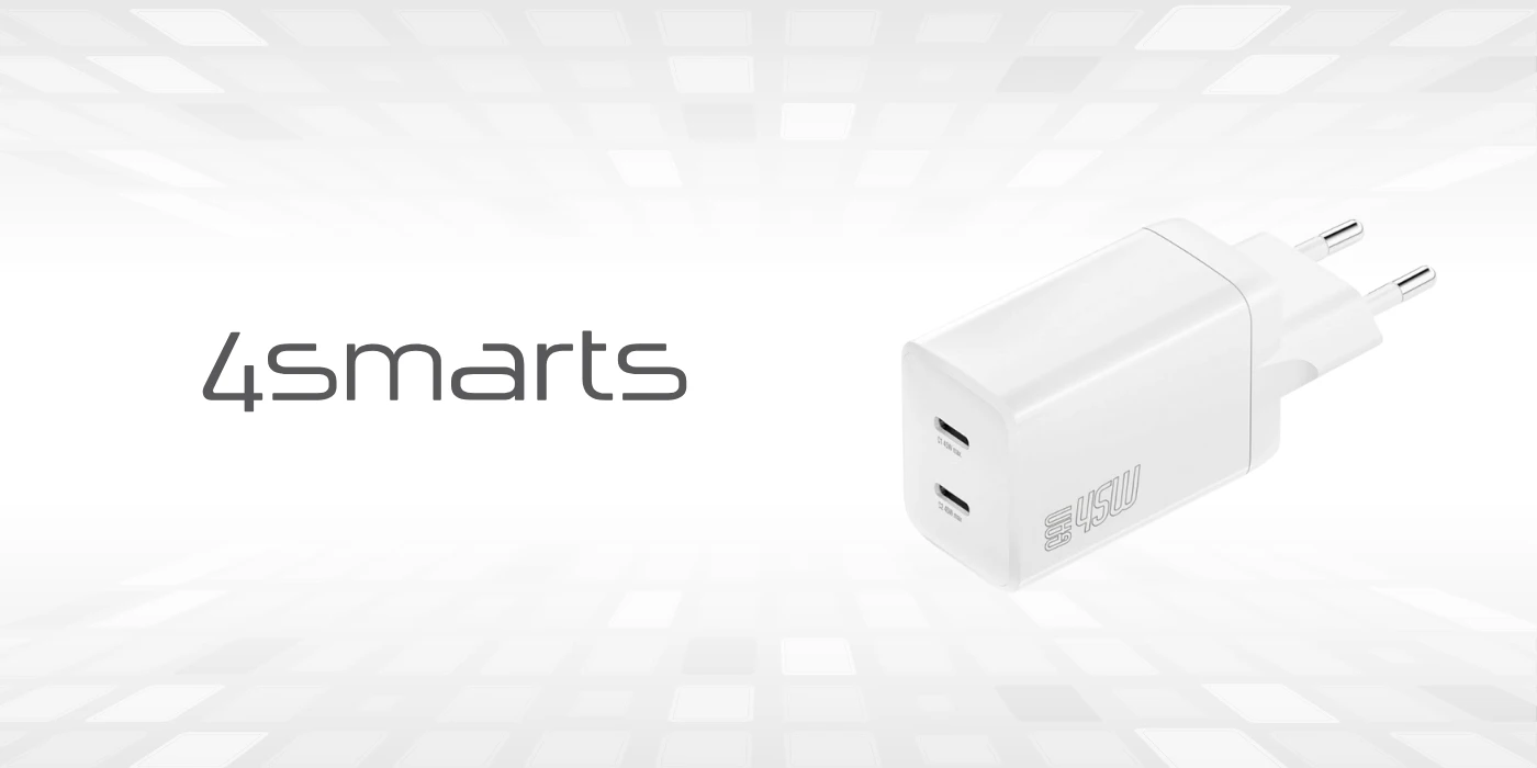 Laidinis įkroviklis 4smarts PDPlug Dual 45W GaN 2xUSB-C baltos spalvos aprašymas - Prekės nuotrauka Laidinis įkroviklis 4smarts PDPlug Dual 45W GaN 2xUSB-C baltos spalvos aprašymas - Prekės nuotrauka