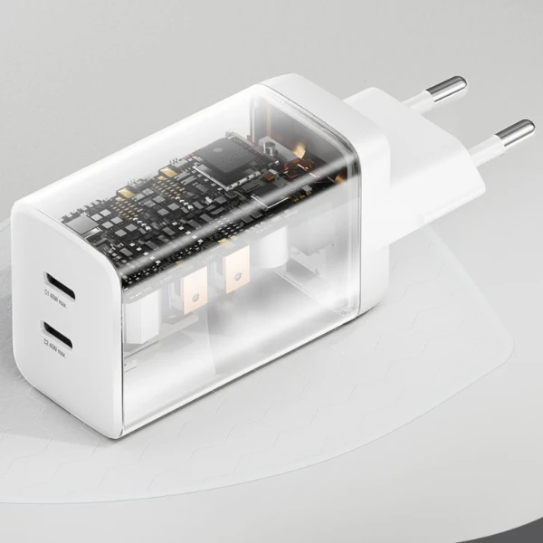 Laidinis įkroviklis 4smarts PDPlug Dual 45W GaN 2xUSB-C baltos spalvos aprašymas - Prekės nuotrauka Laidinis įkroviklis 4smarts PDPlug Dual 45W GaN 2xUSB-C baltos spalvos aprašymas - Prekės nuotrauka