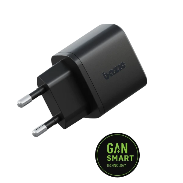 Energea Laidinis įkroviklis Bazic Goport Velox Kit 1xUSB-C 1xUSB-A GaN 35W su pintu kabeliu juodos spalvos aprašymas - Prekės nuotrauka