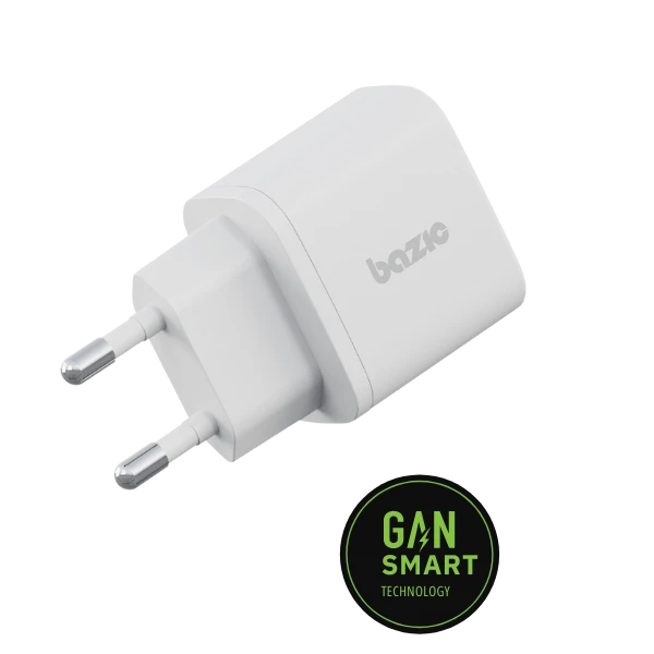 Energea Laidinis įkroviklis Bazic Goport Velox Kit 1xUSB-C 1xUSB-A GaN 35W su pintu kabeliu baltos spalvos aprašymas - Prekės nuotrauka