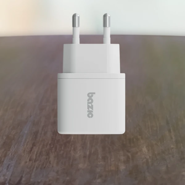Energea Laidinis įkroviklis Bazic Goport Velox Kit 1xUSB-C 1xUSB-A GaN 35W su pintu kabeliu baltos spalvos aprašymas - Prekės nuotrauka