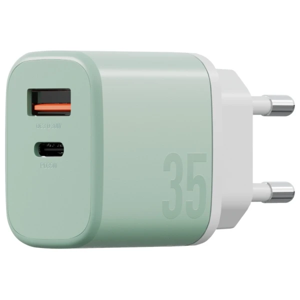 Energea laidinis įkroviklis Bazic GoPort Velox Kit USB-C/USB-A GaN 35W su kabeliu žalias aprašymas - Prekės nuotrauka Energea laidinis įkroviklis Bazic GoPort Velox Kit USB-C/USB-A GaN 35W su kabeliu žalias aprašymas - Prekės nuotrauka