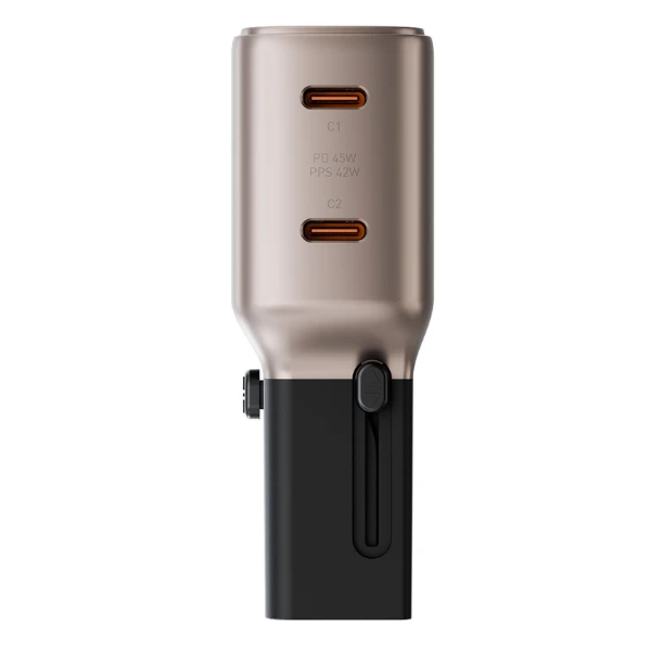 laidinis įkroviklis Energea TravelGo Adapteris 45 2xUSB-C 45W auksinis-juodas aprašymas - Prekės nuotrauka