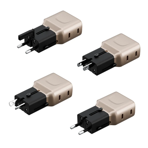 laidinis įkroviklis Energea TravelGo Adapteris 45 2xUSB-C 45W auksinis-juodas aprašymas - Prekės nuotrauka
