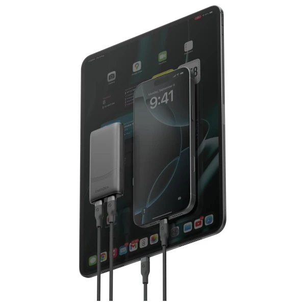 Laidinis įkroviklis Energea TravelWorld Edge 65W 2xUSB-C PD/PPS/QC3.0 (US/UK/EU) graphite aprašymas - Prekės nuotrauka