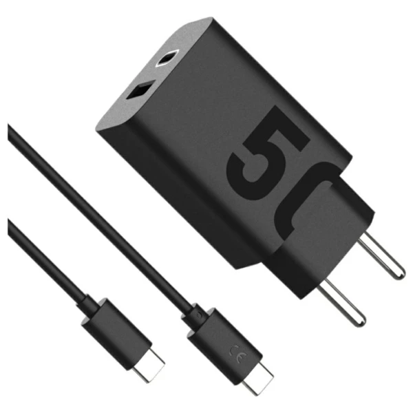 Laidinis įkroviklis Motorola TurboPower 50W Dual USB-C/USB-A su kabeliu USB-C 1m juodos spalvos aprašymas - Prekės nuotrauka