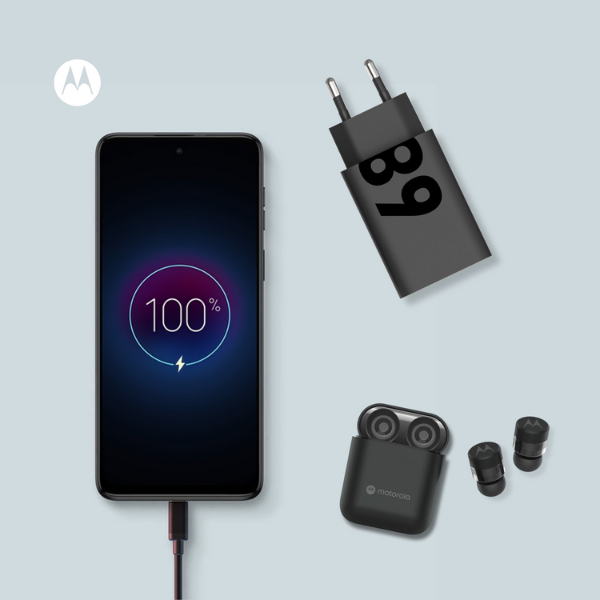 Laidinis įkroviklis Motorola TurboPower 68W USB-C with cable USB-C to USB-C 1m juodos spalvos aprašymas - Prekės nuotrauka