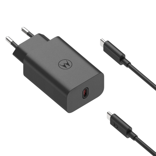 Laidinis įkroviklis Motorola TurboPower 68W USB-C with cable USB-C to USB-C 1m juodos spalvos aprašymas - Prekės nuotrauka