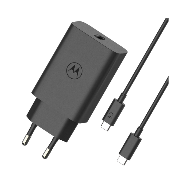Laidinis įkroviklis Motorola TurboPower 68W USB-C with cable USB-C to USB-C 1m juodos spalvos aprašymas - Prekės nuotrauka