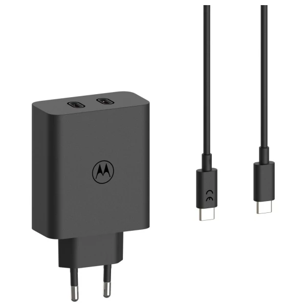 Laidinis įkroviklis Motorola TurboPower 125W Dual 2x USB-C su kabeliu USB-C 1m juodos spalvos aprašymas - Prekės nuotrauka Laidinis įkroviklis Motorola TurboPower 125W Dual 2x USB-C su kabeliu USB-C 1m juodos spalvos aprašymas - Prekės nuotrauka