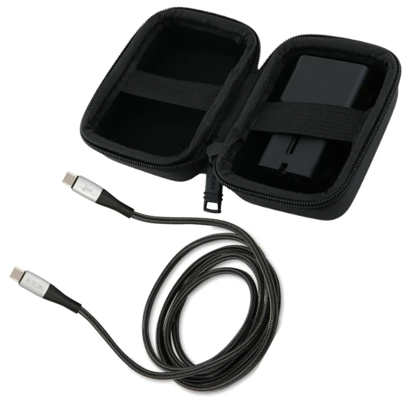 Laidinis įkroviklis TUMI Travel Adapteris 25W USB-C / USB-A + Kabelis USB-C/USB-C juodos spalvos aprašymas - Prekės nuotrauka