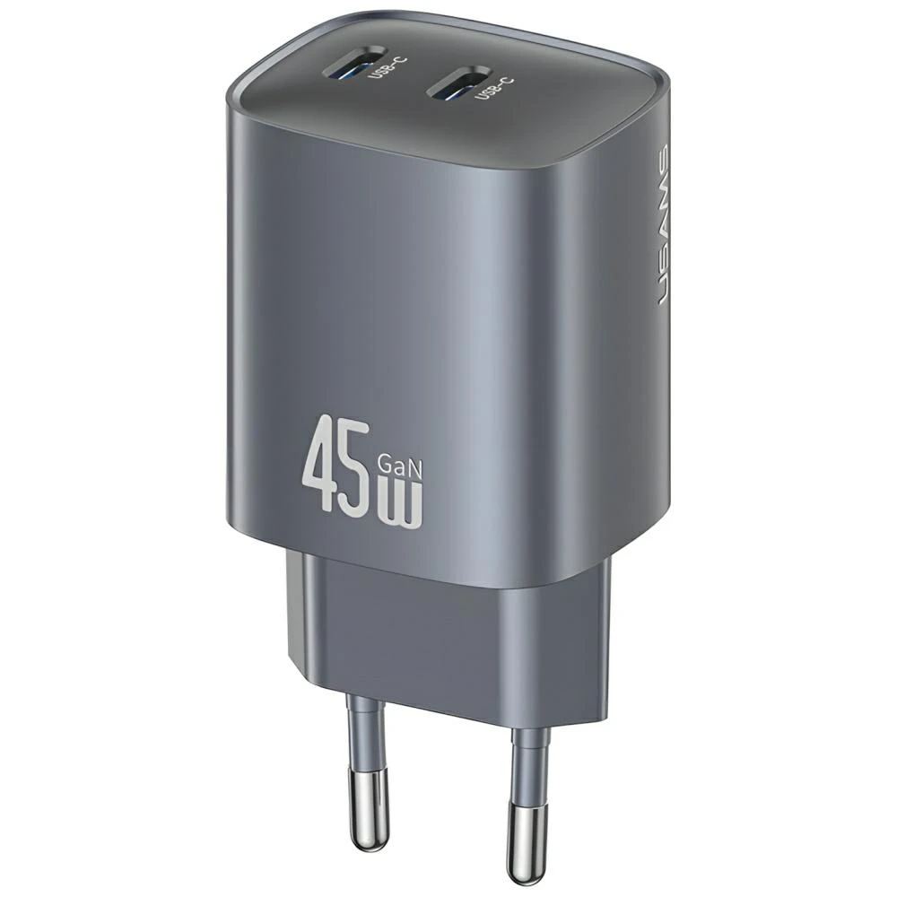 Laidinis įkroviklis USAMS CC305 T66 45W GaN 2xUSB-C tarnish aprašymas - Prekės nuotrauka Laidinis įkroviklis USAMS CC305 T66 45W GaN 2xUSB-C tarnish aprašymas - Prekės nuotrauka