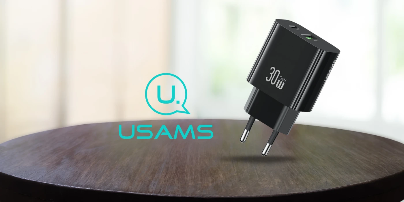 Laidinis įkroviklis USAMS CC316 T65 30W 1xUSB-C 1xUSB-A Fast Charging juodos spalvos aprašymas - Prekės nuotrauka