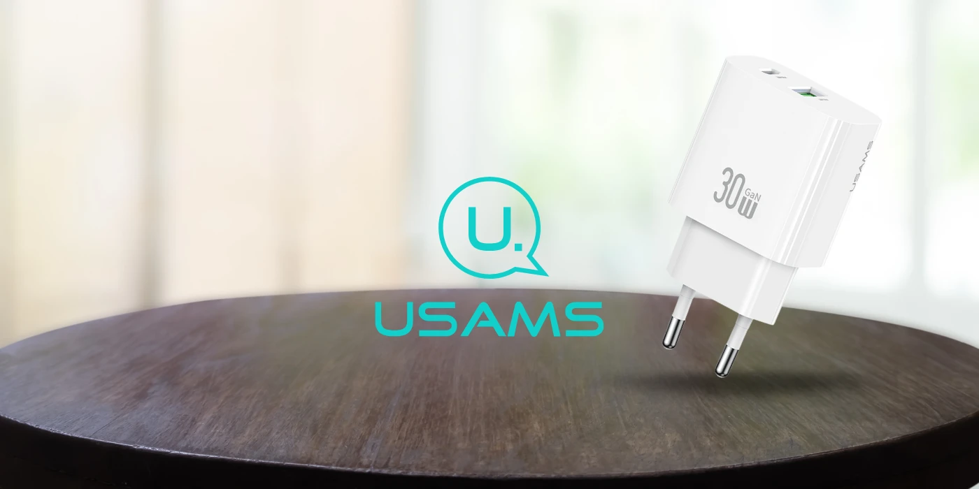 Laidinis įkroviklis USAMS CC316 T65 30W 1xUSB-C 1xUSB-A Fast Charging baltos spalvos aprašymas - Prekės nuotrauka