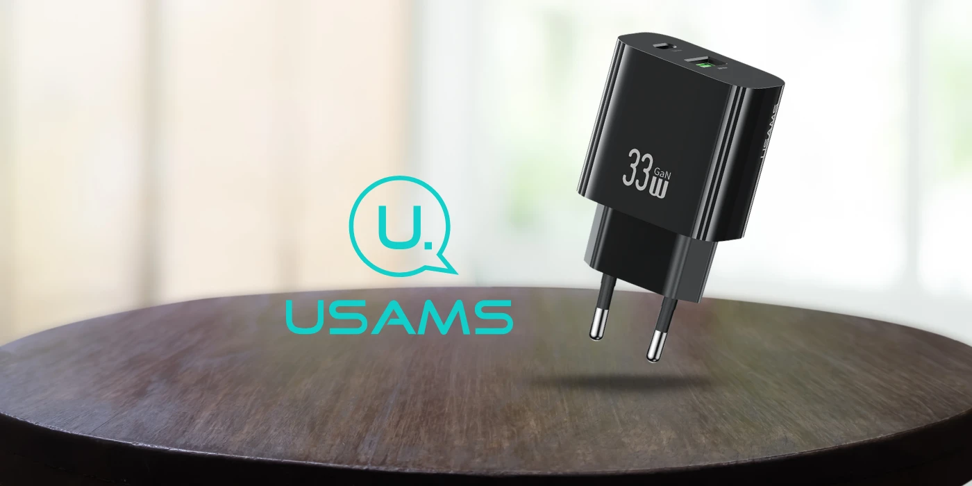 Laidinis įkroviklis USAMS CC317 T65 33W 1xUSB-C 1xUSB-A Fast Charging juodos spalvos aprašymas - Prekės nuotrauka