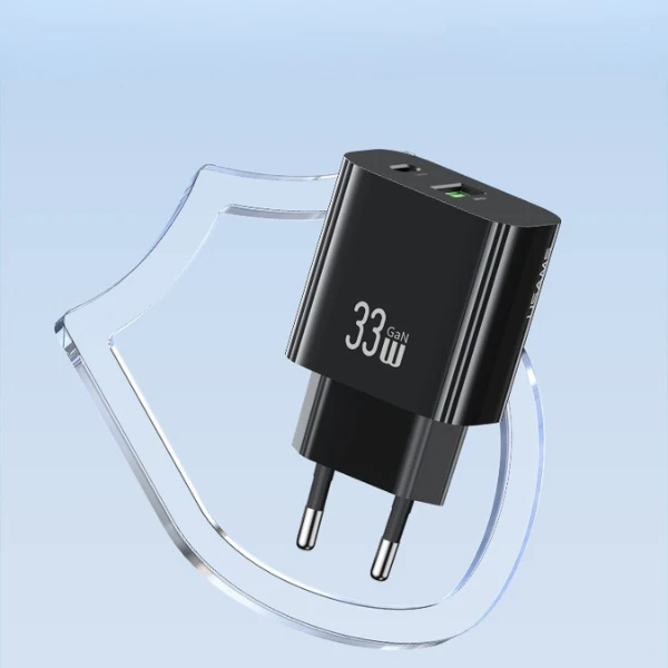 Laidinis įkroviklis USAMS CC317 T65 33W 1xUSB-C 1xUSB-A Fast Charging baltos spalvos aprašymas - Prekės nuotrauka