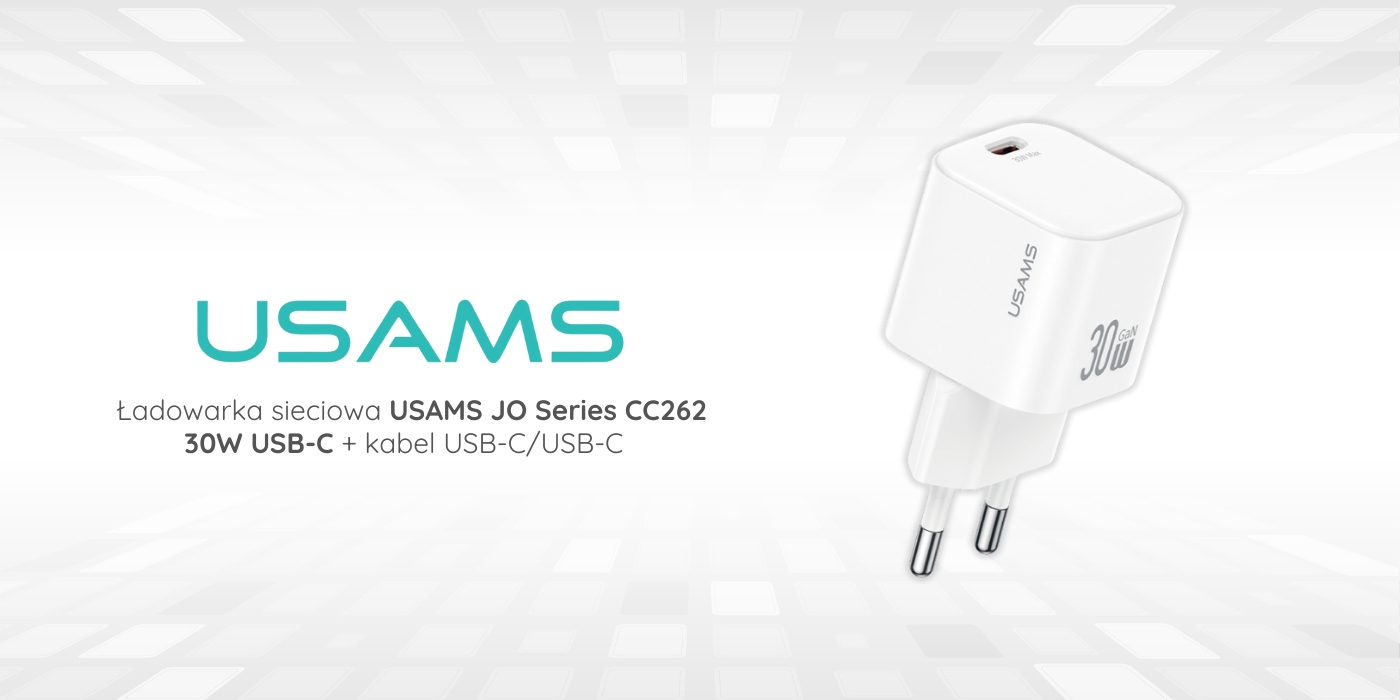 Laidinis įkroviklis USAMS JO Series CC262 30W USB-C + 1m USB-C/USB-C baltos spalvos aprašymas - Prekės nuotrauka Laidinis įkroviklis USAMS JO Series CC262 30W USB-C + 1m USB-C/USB-C baltos spalvos aprašymas - Prekės nuotrauka
